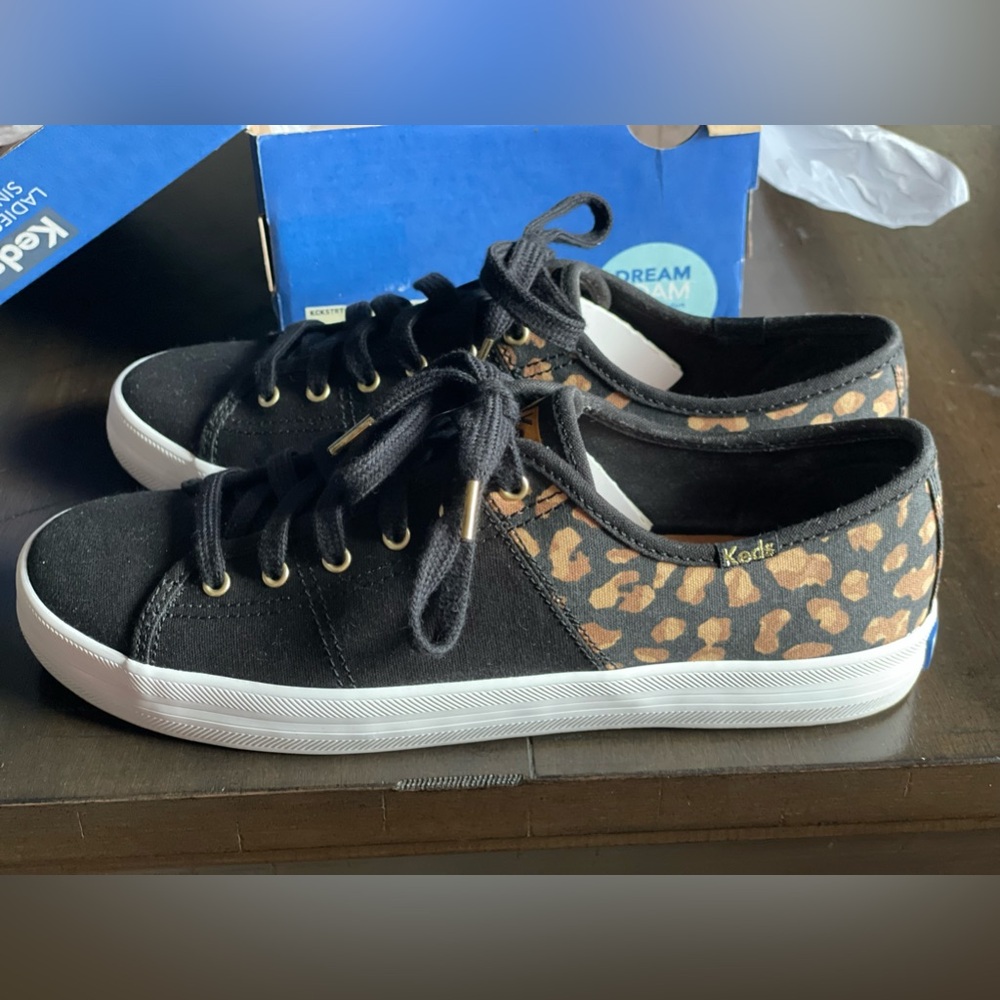 Keds Kickstart 50/50 Canvas/ Leopard black sneaker size 8.5
